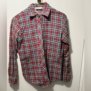 Men's Red and Blue Plaid Button Down Shirt